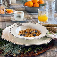Running Elk Bone China Scallop Soup Plate Platinum Rim