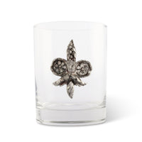 Fleur de Lys Double Old Fashion Bar Glass