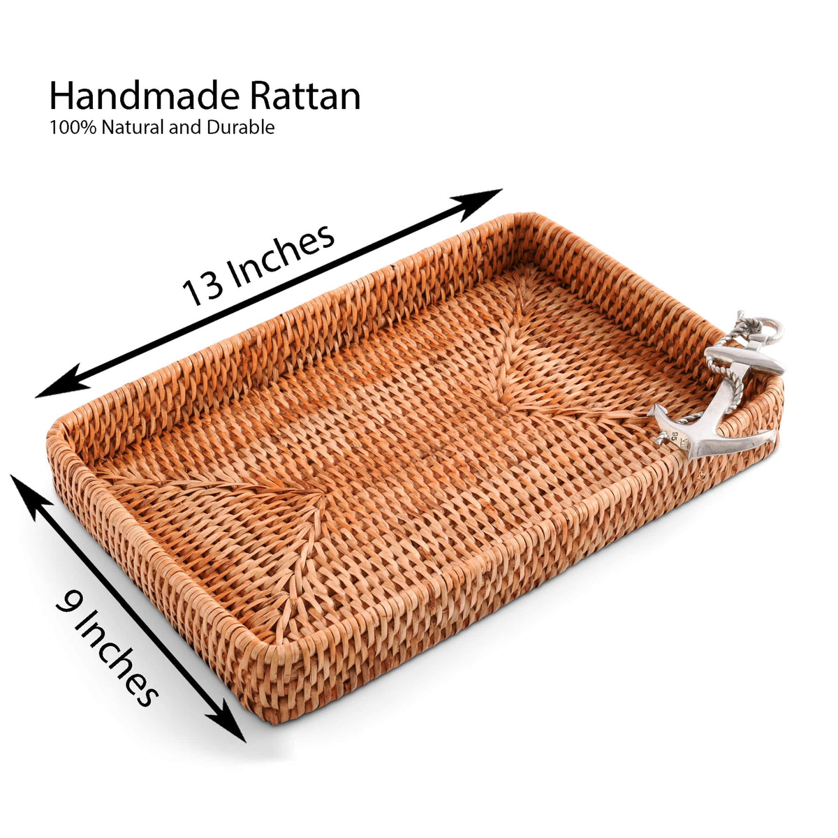 Rattan Anchor Catchall Tray — 9" x 13"