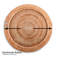 Rattan Serving Tray with Anchor Motif – 18"