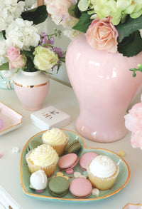 Cherry Blossom Pink Color Block Ginger Jar with Gold Accent (Various Sizes)