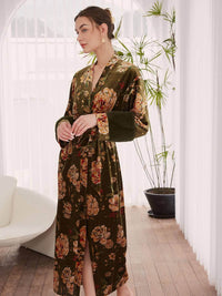 Velvet Floral Kimono Robe