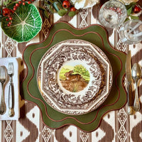 Haven Dark Green Wavy Edge Faux Leather Placemat