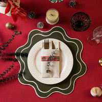 Haven Dark Green Wavy Edge Faux Leather Placemat