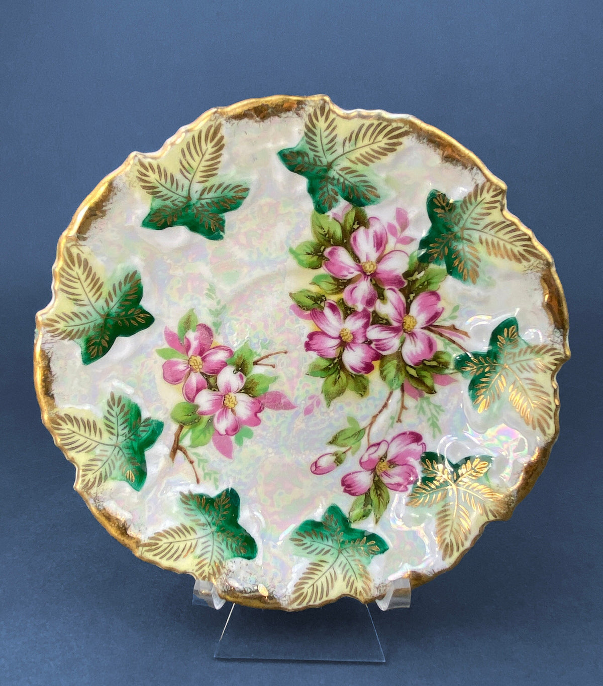 Vintage Metasco Japan Cup & Saucer – Cherry Blossom Iridescent Design