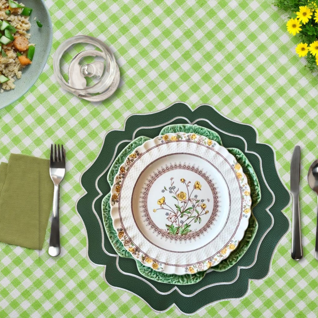 Green Wavy Faux Leather Placemat