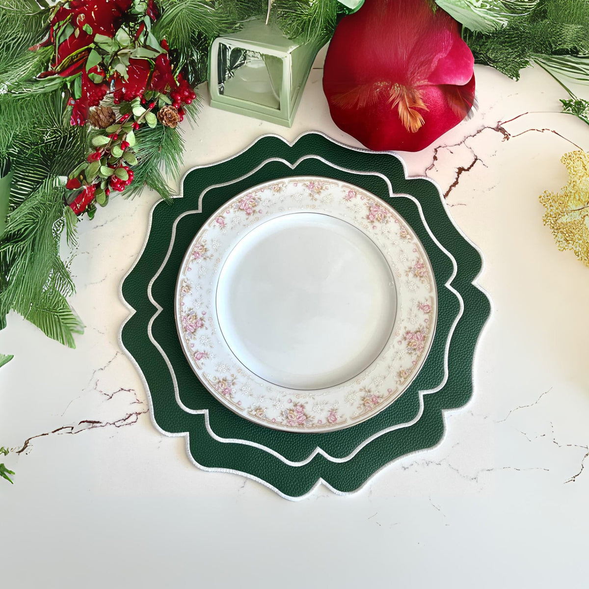 Green Wavy Faux Leather Placemat