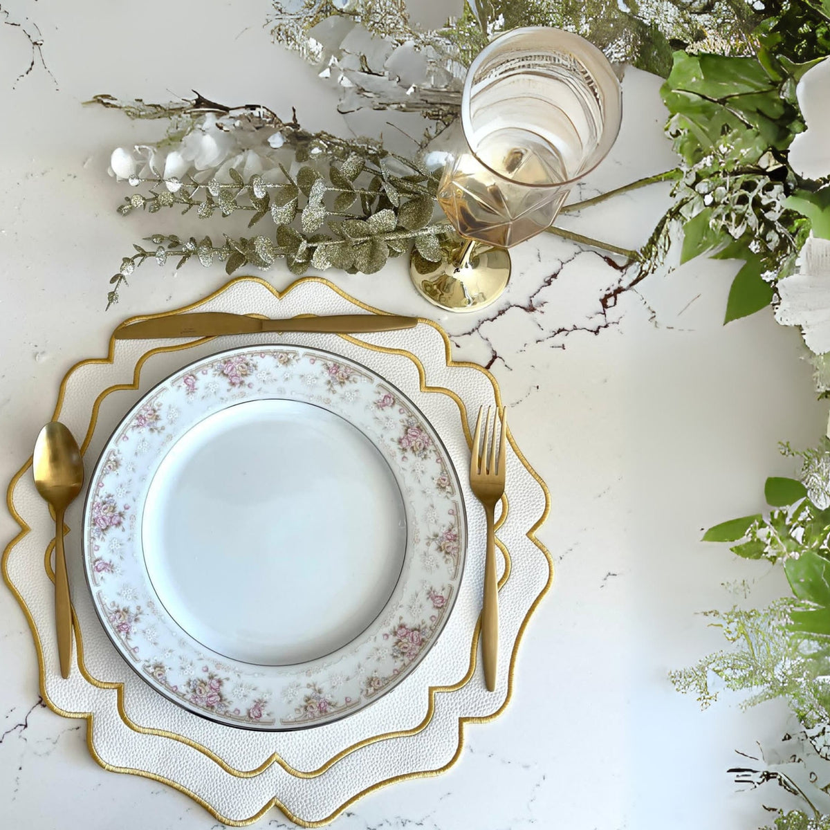 Ivory Wavy Faux Leather Placemat