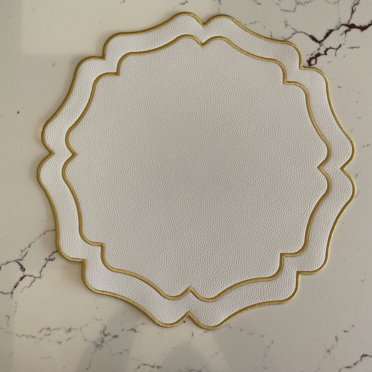 Ivory Wavy Faux Leather Placemat