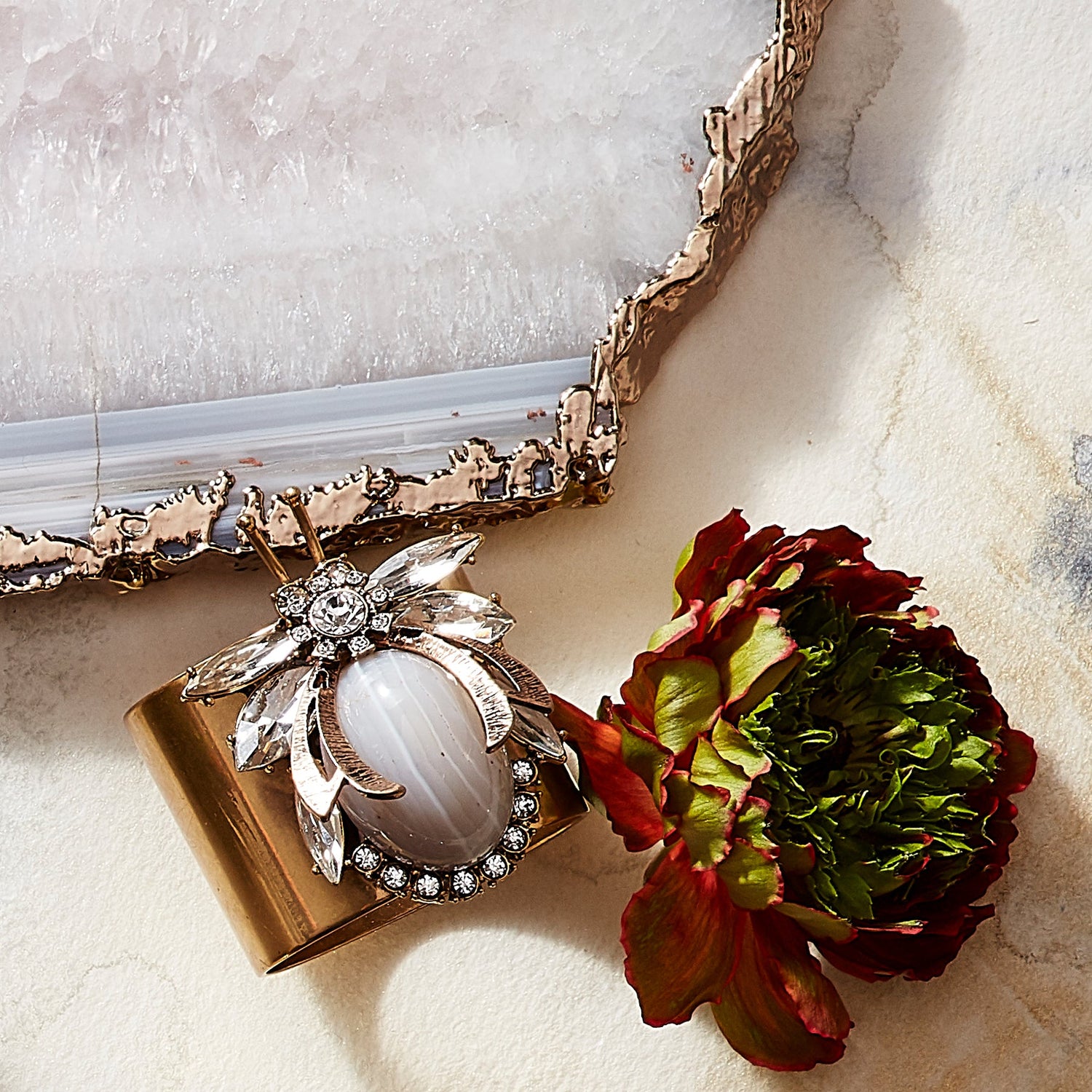 Vintage Bug Napkin Rings – Grey Agate (Set of 2)