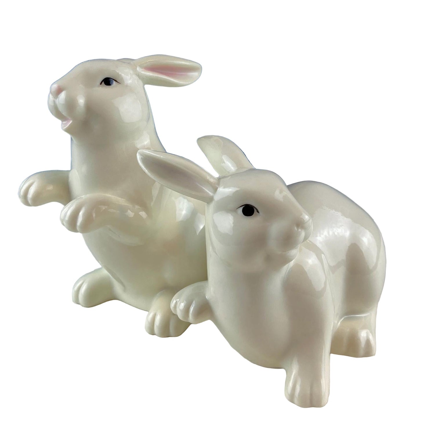 White Porcelain Bunny Figurines – Set of 2