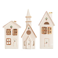 Ivory Christmas Village 3-Piece Set with 22K Gold Accents