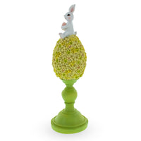Spring Bunny on Textured Floral Easter Egg Figurine – 11.4"