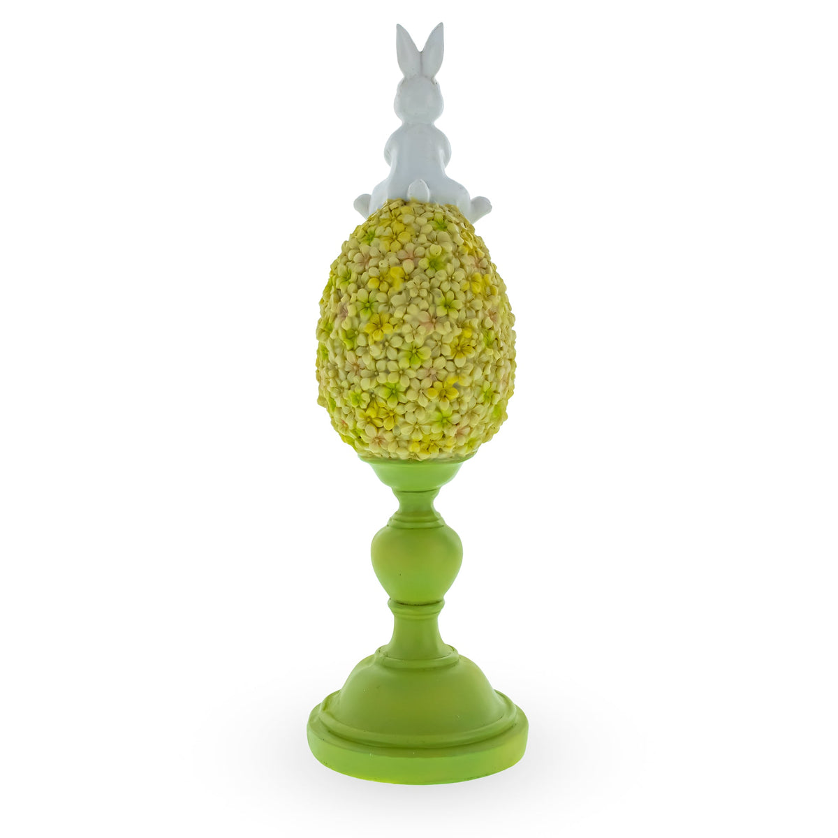 Spring Bunny on Textured Floral Easter Egg Figurine – 11.4"