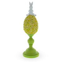 Spring Bunny on Textured Floral Easter Egg Figurine – 11.4"