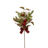 Pine & Berry Pick with Plaid Bow -