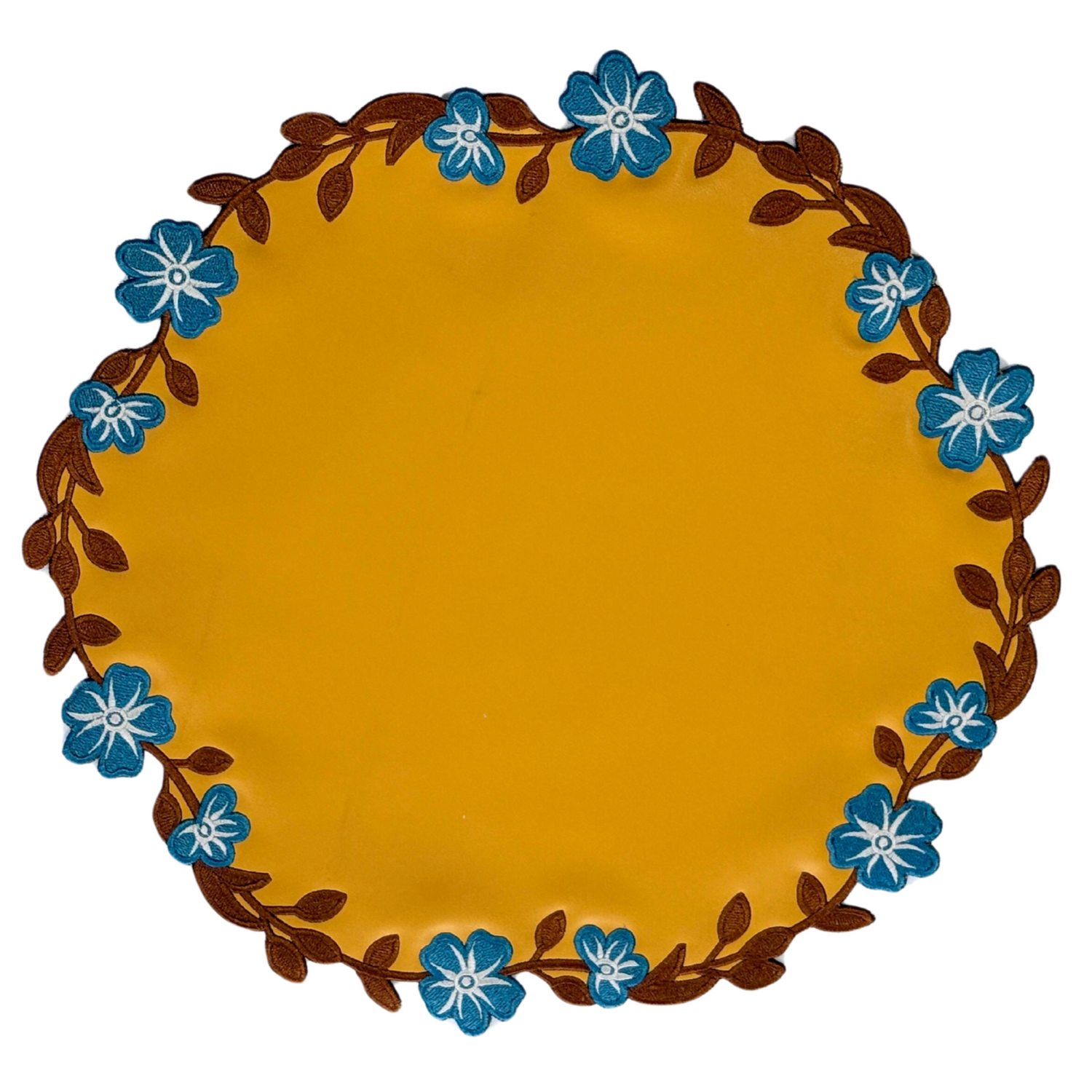 Unity Yellow Round Faux Leather Placemat
